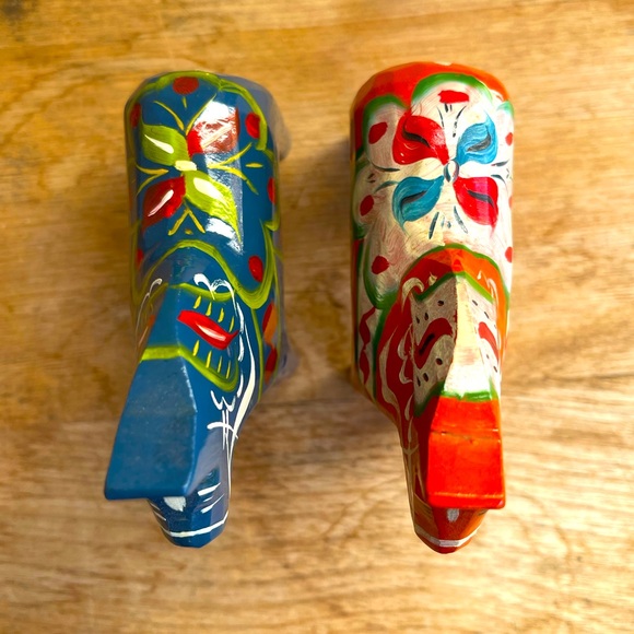 DALA Hand Painted Carved Wood Set-2 Horses Sweden - Picture 7 of 12